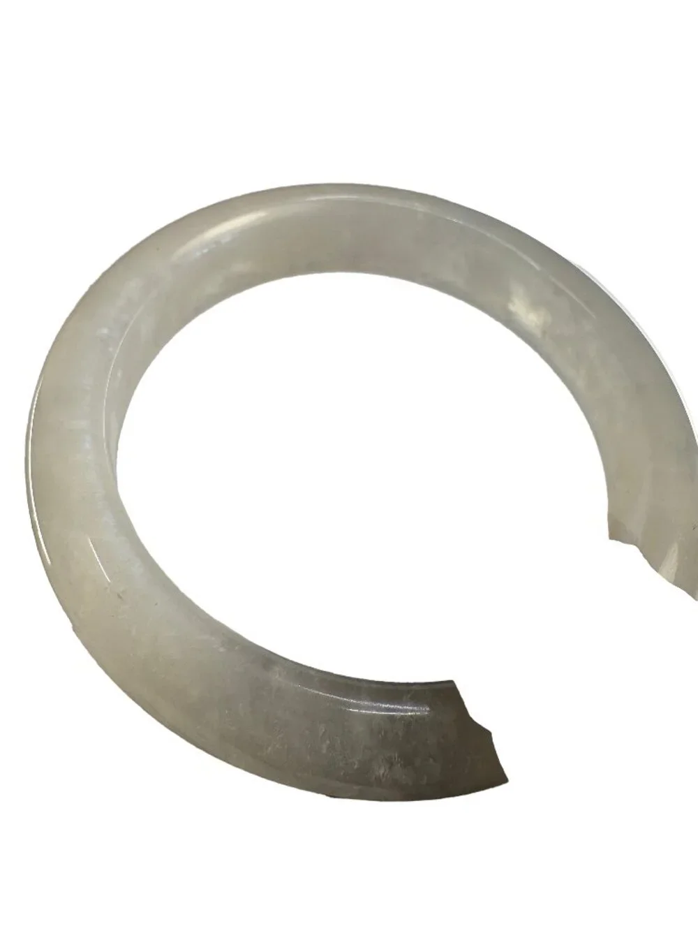 Natural White Moonstone Bangle Bracelet 55.8mm I.D. w Moderate Blue Sheen 44.61g